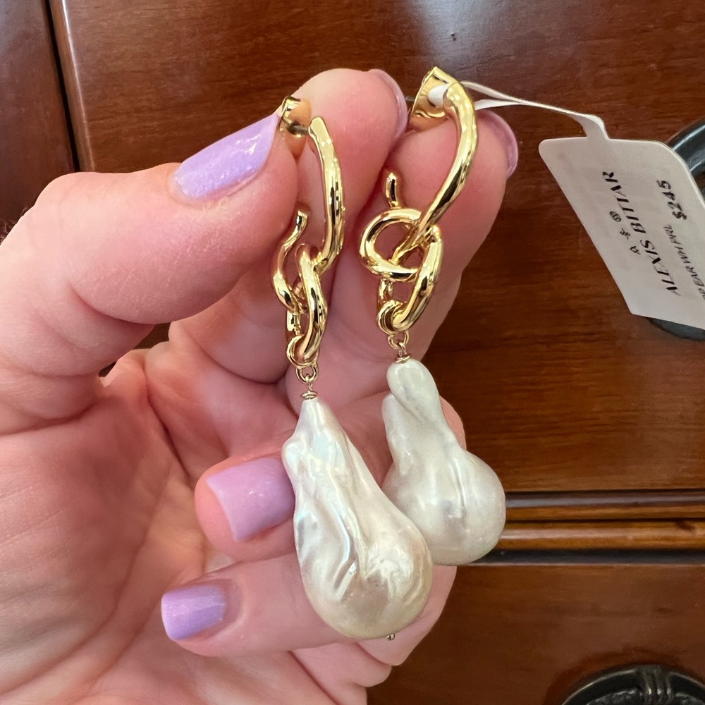 Alexis Bitar Gold and Pearl earrings.